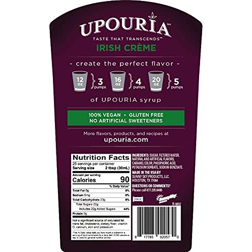Upouria Coffee Syrup - Irish Creme Flavoring, 100% Gluten Free,