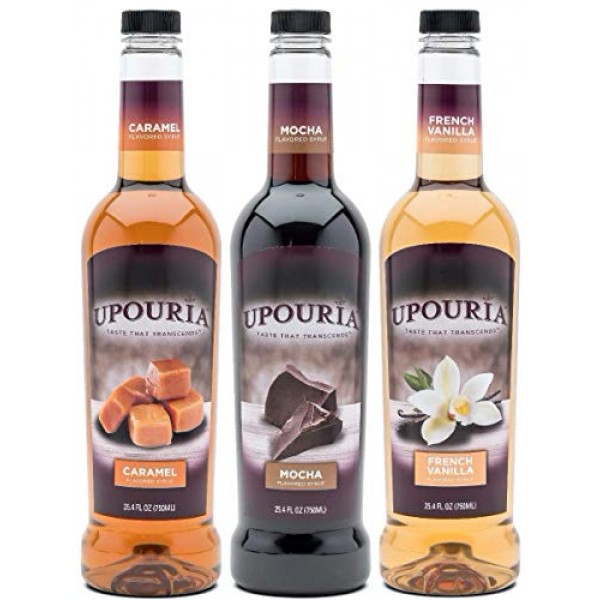 Upouria Coffee Syrup Variety Pack - French Vanilla, Mocha, And C
