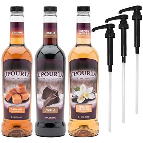 Upouria Coffee Syrup Variety Pack - French Vanilla, Mocha, And C