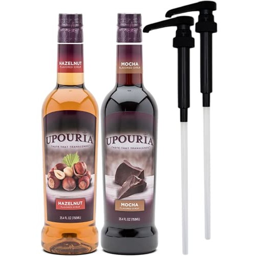 Upouria Coffee Syrup Variety Pack - Hazelnut And Mocha Flavoring