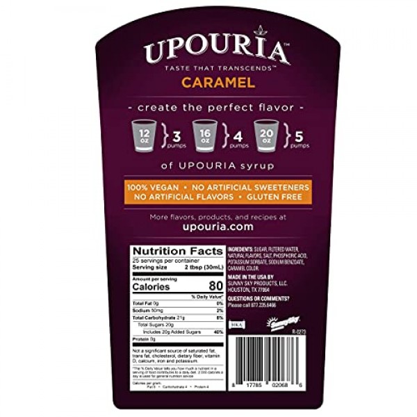 Upouria French Vanilla, Caramel &Amp; Hazelnut Flavored Syrup, 100%