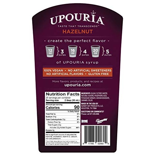 Upouria French Vanilla, Caramel &Amp; Hazelnut Flavored Syrup, 100%