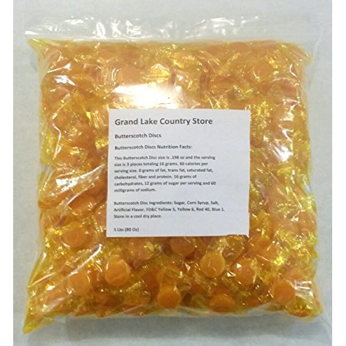Butterscotch Discs 5 Lbs Bulk Hard Candy Approx. 425 Pieces