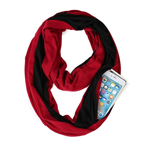 Women Loop Scarf Infinity Wrap Hidden Zipper Pocket Warm Travel Women Loop Scarf Infinity Wrap Hidden Zipper Pocket Warm Travel