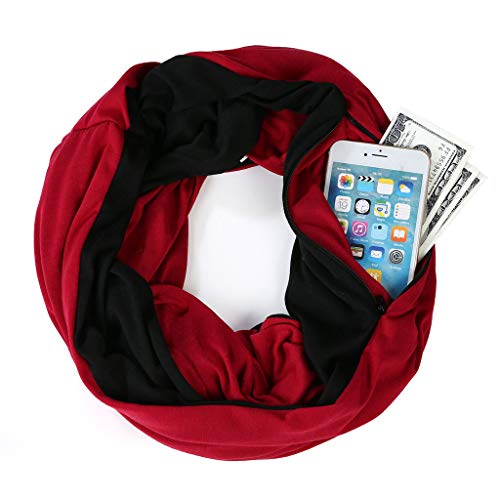 Women Loop Scarf Infinity Wrap Hidden Zipper Pocket Warm Travel Women Loop Scarf Infinity Wrap Hidden Zipper Pocket Warm Travel