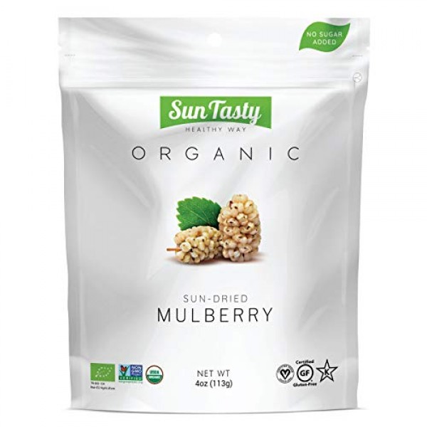 Sun Tasty Organic Sun-Dried White Mulberries 1 lb. Raw, Vegan, G...