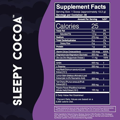 Sleepy Cocoa Sugar Free Hot Chocolate Mix - Sleep Support Supple... Sleepy Cocoa Sugar Free Hot Chocolate Mix - Sleep Support Supple...