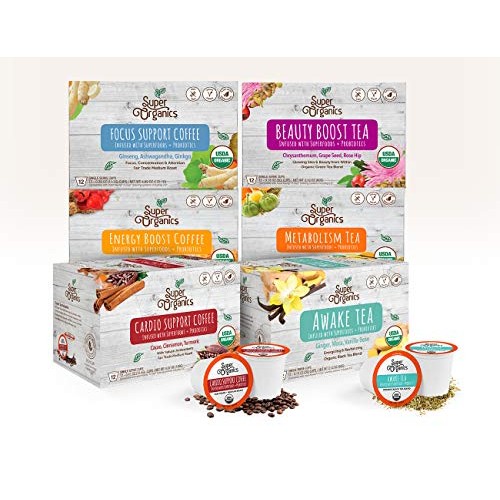 Super Organics 6 Piece Coffee &Amp; Tea Variety Pack, 72 Count