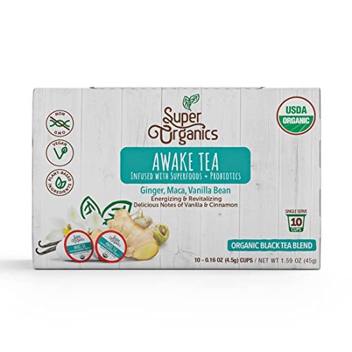 Super Organics Awake Black Tea Pods With Superfoods & Probiotics...