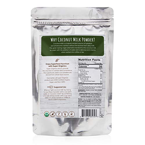 Super Organics Coconut Milk Powder, Superfood Powder, Raw, Whole...