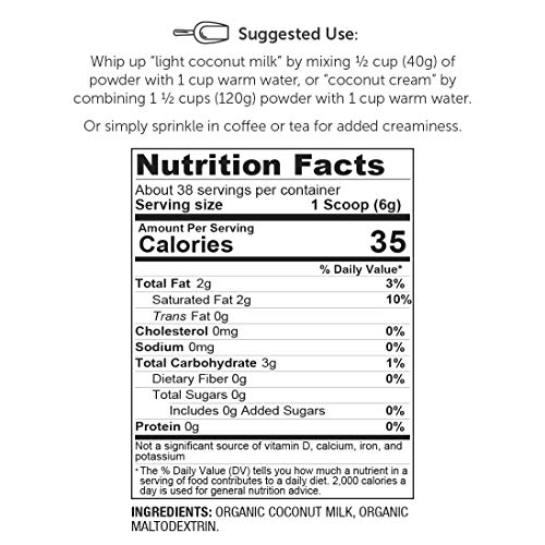 Super Organics Coconut Milk Powder, Superfood Powder, Raw, Whole...