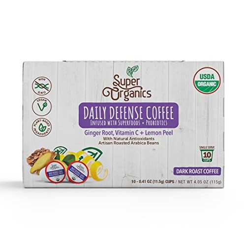 Super Organics Daily Defense Coffee Organic with Superfoods an...