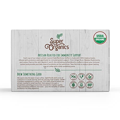 Super Organics Daily Defense Coffee Organic with Superfoods an...