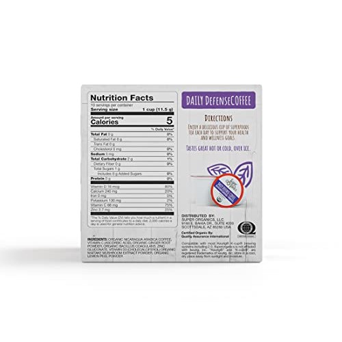 Super Organics Daily Defense Coffee Organic with Superfoods an...