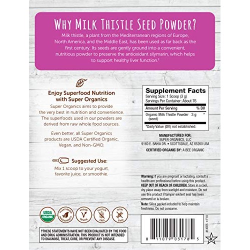 Super Organics Milk Thistle Seed Powder | Raw Organic Superfood