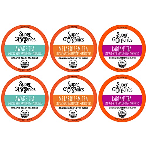 Super Organics Tea Variety Pack with Superfoods and Probiotics K...