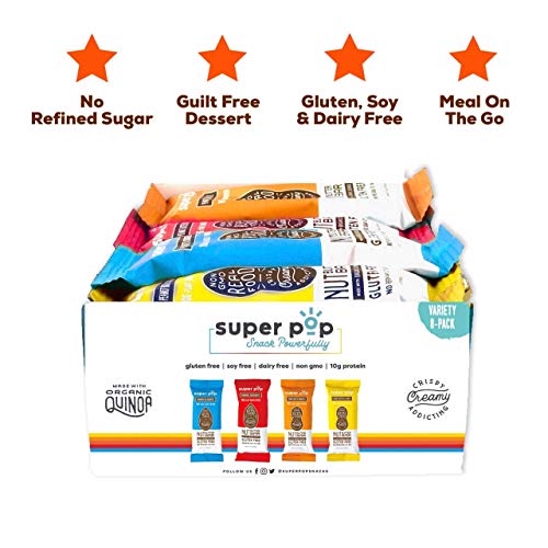 Super Pop Snacks, Clean Plant Based Protein Bars, All-Natural Nu