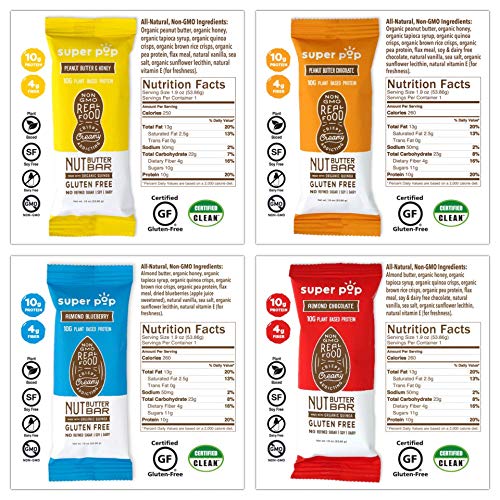 Super Pop Snacks, Clean Plant Based Protein Bars, All-Natural Nu