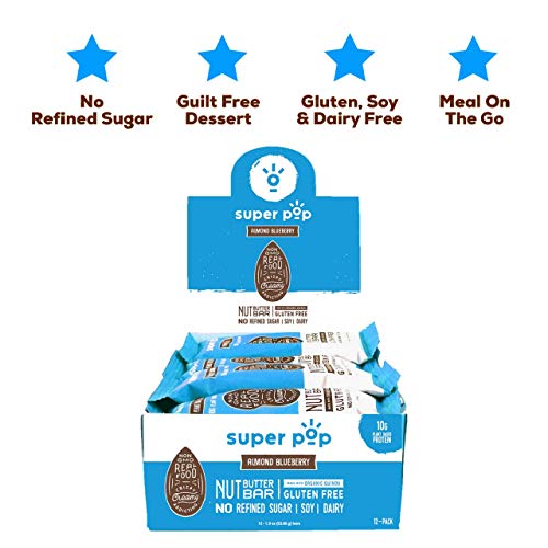 Super Pop Snacks, Plant Based Protein Bars, All-Natural Almond B