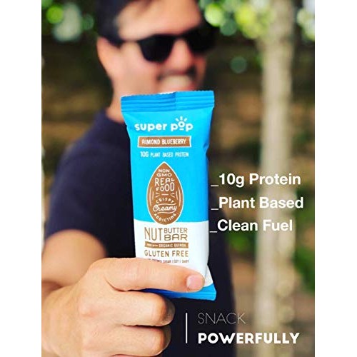 Super Pop Snacks, Plant Based Protein Bars, All-Natural Almond B