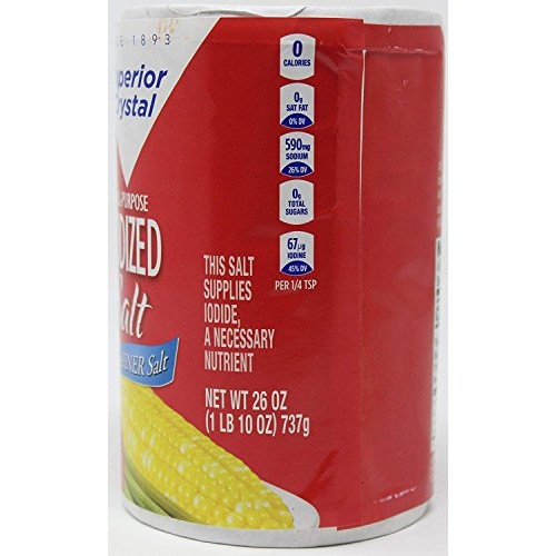 Superior Crystal The Finer Iodised Salt, 2 Pack Each 26 Oz