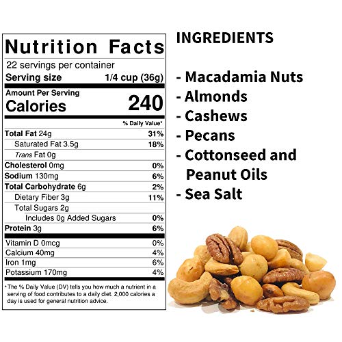 Macadamia Snack Mix- Crunchy Macadamia Nuts, Almonds, Cashews, P
