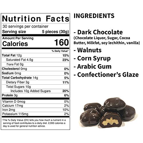 Dark Chocolate Covered Walnuts - Crunchy Walnuts Drenched In Ric
