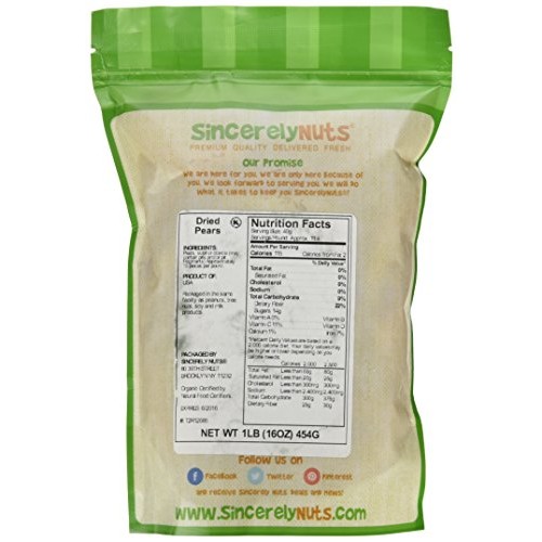 Dried Jumbo Pears 1 Pound Bag - No Sugar Added