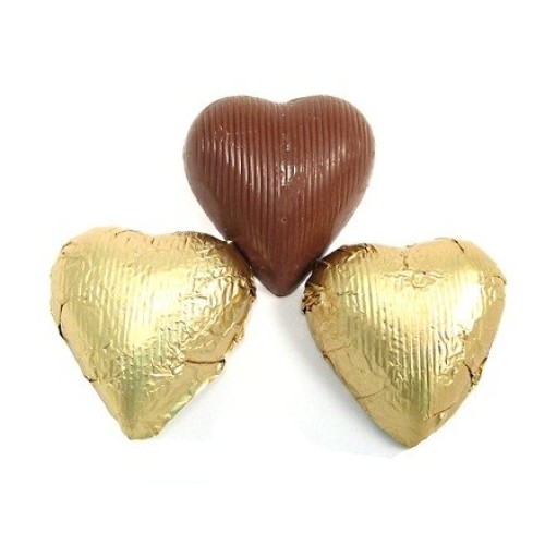 Gold Foiled Milk Chocolate Hearts 1 Pound Bag
