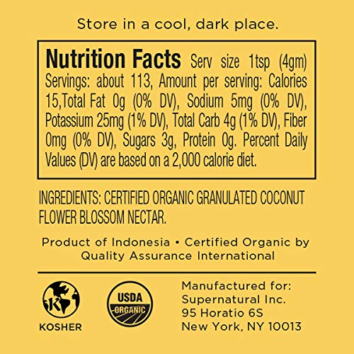 Organic Fine Grain Coconut Sugar By Supernatural, Natural, Low G