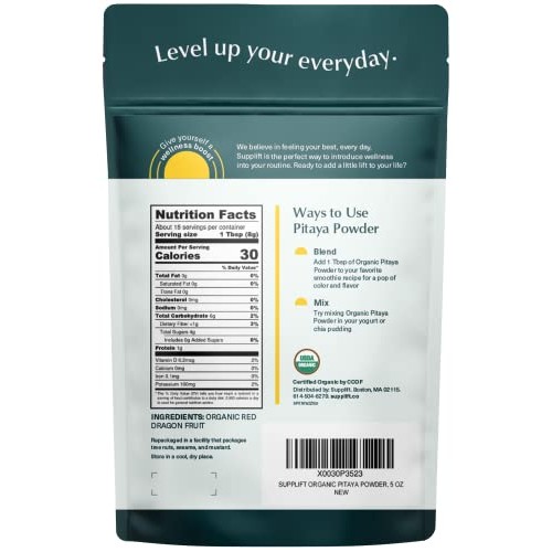 Supplift - Organic Pitaya Powder - from Red Dragon Fruit - Rich ...