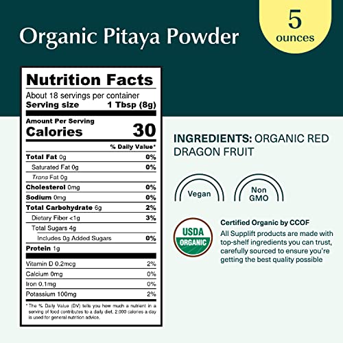Supplift - Organic Pitaya Powder - from Red Dragon Fruit - Rich ...