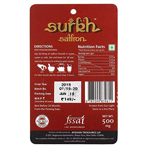 Surkh Saffron 100% Pure Natural Untouched Premium Grade 1 Saffro