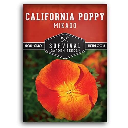 Survival Garden Seeds - Mikado California Poppy Seed for Plantin...