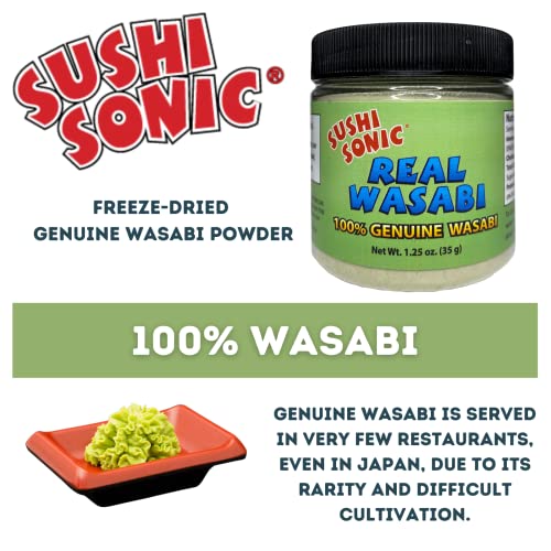 Sushi Sonic 100% Real Wasabi Powder, No Fillers, Non-Gmo, Vegan,