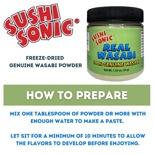 Sushi Sonic 100% Real Wasabi Powder, No Fillers, Non-Gmo, Vegan,