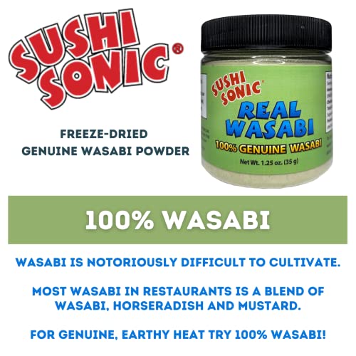 Sushi Sonic 100% Real Wasabi Powder, No Fillers, Non-Gmo, Vegan,
