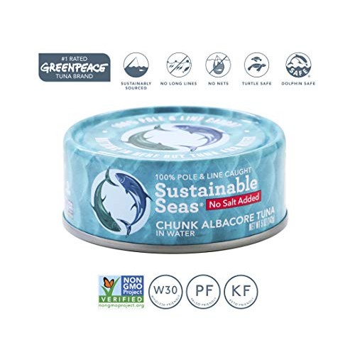 Sustainable Seas, Chunk Albacore Tuna In Water, No Salt Added, 5