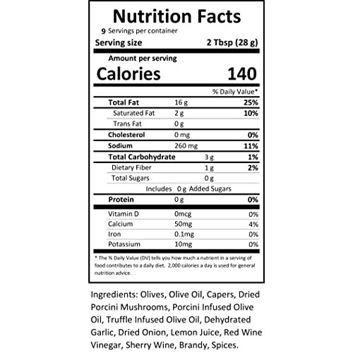 Sutter Buttes Porcini Truffle Tapenade Olive Spread - 9 Ounce Ja...