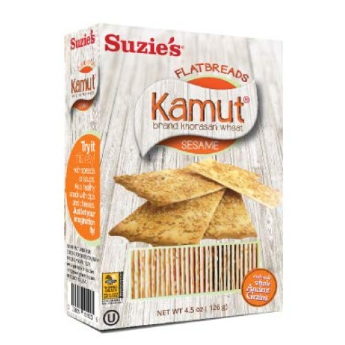 Suzies Flatbread, Kamut Sesame, Low Fat, 4.5-Ounce Boxes Pack