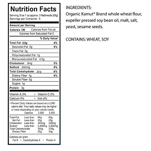 Suzies Flatbread, Kamut Sesame, Low Fat, 4.5-Ounce Boxes Pack