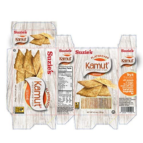 Suzies Flatbread, Kamut Sesame, Low Fat, 4.5-Ounce Boxes Pack