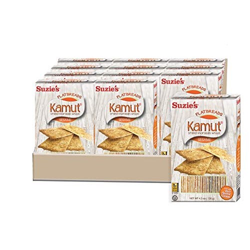 Suzies Flatbread, Kamut Sesame, Low Fat, 4.5-Ounce Boxes Pack