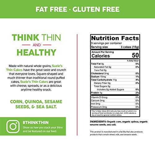 Suzies Organic Thin Rice Puffed Cakes, 12 Pack, Corn Quinoa & S...