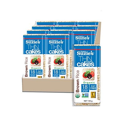 Suzies Puffed Brown Rice Unsalted Thin Cakes Case Of 12 Package