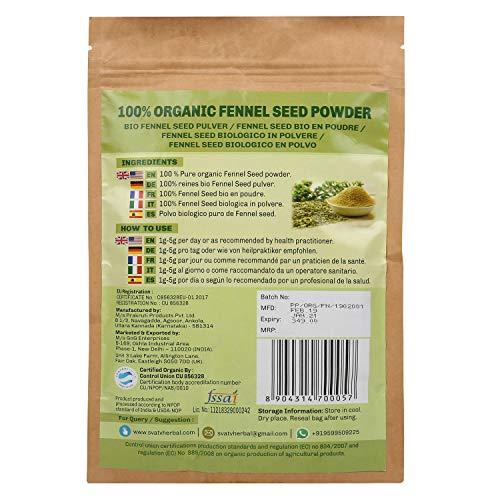 Svatv Organic Fennel Seed Powder Foeniculum Vulgare 1/2 Lb, 08