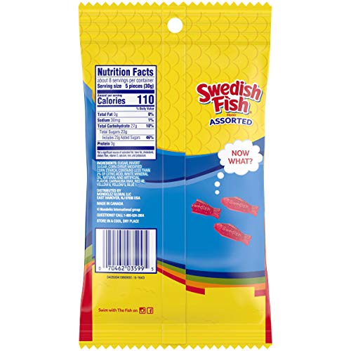 Swedish Fish Assorted Fat Free Soft &Amp; Chewy Candy, 8.0 Oz