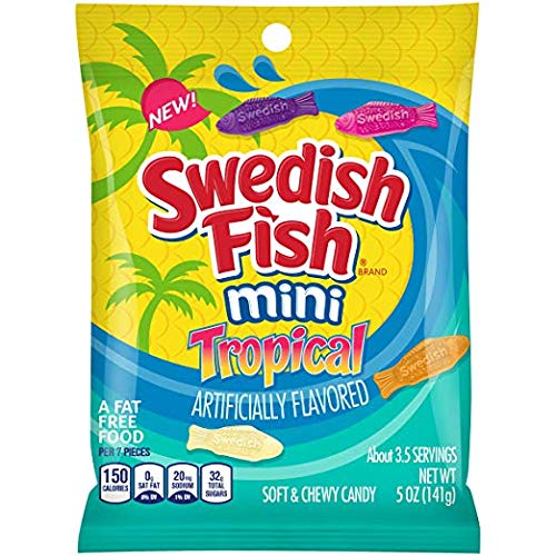 Swedish Fish Mini Tropical Fat Free Candy - 5 Ounce Bag Pack Of