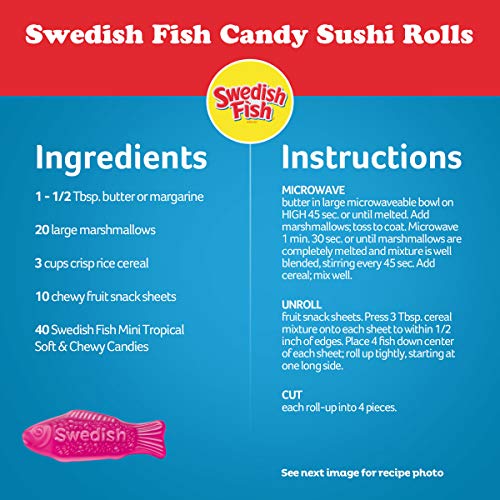 Swedish Fish Mini Tropical Soft &Amp; Chewy Candy, Easter Candy, 12