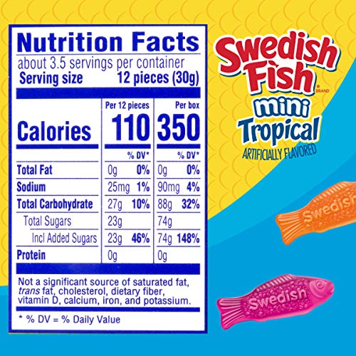 Swedish Fish Mini Tropical Soft &Amp; Chewy Candy, Easter Candy, 12